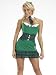 Honor Preppy School Girl Costume Sexy Green Womens Costume Mini Dress Collar Tie and Ribbon Headband