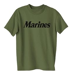 Marines Short Sleeve T-Shirt - Military Style Physical Training T-Shirt in Military Green