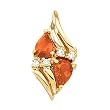 14K Yellow Gold Mexican Fire Opal and Diamond Pendant