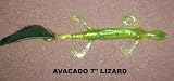 7 Soft Plastic Lizard - (8 Pack) Avacado Green with various tail colors