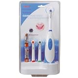 Best Price New Blue Handle Quality Clean Oral Hygiene Battery Powered Electric Toothbrush Set w/ 3 Spare Heads