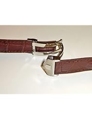 22mm Genuine Leather Brown Color Watch Band Strap with Clasp Fit Tag Heuer