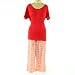 Liz Claiborne Sleepwear Women Printed Jersey 2x2 Rib Pajamas - Red
