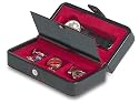 Rapport C410 Single watch and cufflink box black leather with red interior