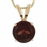 14k Yellow Gold 6mm Round Garnet 4-Prong Pendant, 18