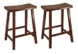 Winsome Wood 24-Inch Saddle Seat Bar Stool, Antique Walnut (Set of Two)