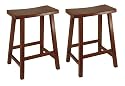 Winsome Wood 24-Inch Saddle Seat Bar Stool, Antique Walnut (Set of Two)