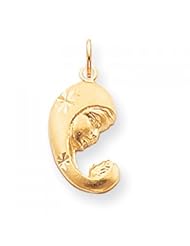 10k Yellow Gold Mother Holding Child Charm - Religious Jewelry