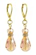 Earrings - E477 - Faceted Glass Beads Hung on Gold Plated Leverbacks ~ Peach Teardrop