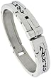 5/8 in. (15 mm) wide Gent's Stainless Steel Bangle Bracelet, w/ Enamel Tribal Pattern