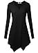 DJT Women's Henley Neck Long Sleeve Hankerchief Hemline Tunic Top