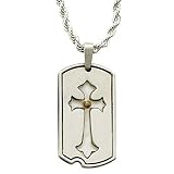 Sterling Silver 1 1/8 Antiqued Pierced Cross Necklace with Mustard Seed on 22 Chain