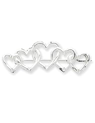 Sterling Silver Satin Finish Diamond Cut Five Heart Pin