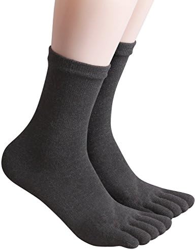 Haslra Hiking Five Fingers Soft fleece lining Toe Socks 2 Pairs (CHARCOAL)