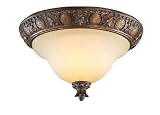 Bourbon Street - 2 Light Medium Flush Mount Ceiling Lighting Fixture - Lafitte Bronze - Ivory Scavo Glass - B6438
