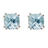 14k White Gold 5mm Aquamarine Stud Earrings