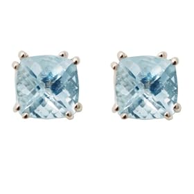 14k White Gold 5mm Aquamarine Stud Earrings by Aquamarine Jewelry