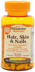 Sundown Naturals Naturals Hair, Skin & Nails, 120 Caplets, 120 ct.