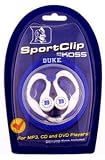 Duke University SportClip Earphones with Wind Up Storage Case for MP3, CD, DVD Players, White