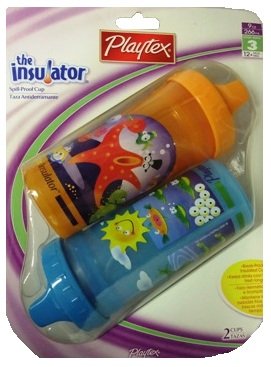 Playtex The Insulator Spill-Proof Sippy Cups, 2 Sippy Cups, 9 Oz/266 ml, (ORANGE & BLUE)