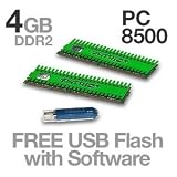 Patriot 4GB DDR2 RAM 2GB USB Drive 3DMark Bundle - 4096MB PC8500 DDR2 1066MHz, Patriot 2GB Razzo USB Flash Drive, Future Mark's 3DMark Vantage Software