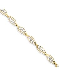 14k & Rhodium Diamond Cut Fancy Link Bracelet, Best Quality Free Gift Box Satisfaction Guaranteed