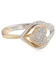 Yellow Gold Plated Sterling Silver Interlock Heart Diamond Ring (1/5 Cttw, I-J Color, I2-I3 Clarity)