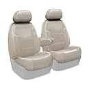 Coverking Custom Fit Front 50/50 Power Bucket Seat Cover for Select Kia Sedona Models - Genuine Leather (Beige)