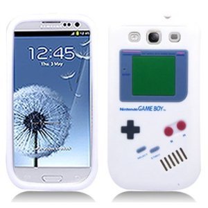 White Nintendo Gameboy Soft Rubber Skin Case for Samsung Galaxy-S 3 III Phone