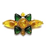 Multicolor Amber and Sterling Silver Botanic Pin