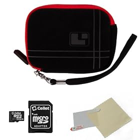 RED Aero Bumb Travel Protection Slim Soft Micro-Suede Cover Carrying Sleeve Case Smart Design with Extra Accessory Pocket For Sony Cyber-Shot H70 / HX7V / HX9 / TX100V / TX55 / W530 / W610 / W570 / W620 / W650 / W510 / W560 / WX9 / TX10 / WX10 Point And Shoot Digital Camera + Includes a 16GB Micro S