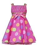 Rare Editions Girls 2T-6X FUCHSIA-PINK WHITE MULTI DOT EMPIRE WAIST RIBBON Special Occasion Wedding Flower Girl Easter Birthday Party Dress