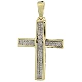 10ct Gold Diamond Cross Pendant, w/ 0.20 Carat Brilliant Cut Diamonds, 1 1/8 in. (29mm) tall