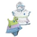 Baby Buns - Newborn Girls One Piece Bathing Suit And Coverup, Lime, Lavender, Blue (Size 3-6Months)