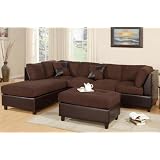 3pcs Sectional Sofa Set with Ottoman in Chocolate Finish by visiondecor Furniture