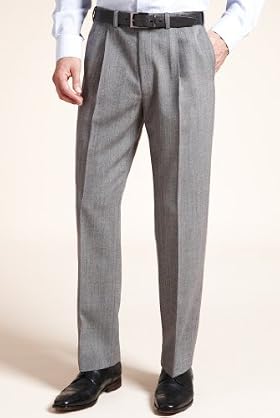 Single Pleat Donegal Trousers with Wool