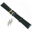 2 Pc Watch Band 19mm XL Crocodile Black Leather Set