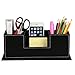 HOMETEK PU Leather Desktop Storage Box 4 Compartment Desk Organizer Card/Pen/Pencil/Mobile Phone/Remote Controller/Cosmetics Office Supplies Holder Collection Desktop Organizer (Black)