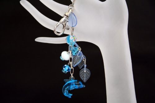 Blue Dolphin Lampwork Glass Bag Charm/Key Chain/Zipper Pull