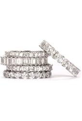 SusanB.Designs Simulated Diamond Set of 5 Stackable Rings Sterling Silver