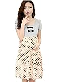 【TPGROWIN】 マタニティ ウェア ワンピース ドレス シフォン リボン ドット柄 エレガント 外出着 妊婦服 妊婦 散歩 産前 全3色 (M, ピンク)