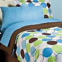 Circles Dots Bedding Set Full - 8pc Roundabout Comforter Set - Full Bed