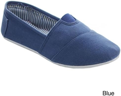 SYKE WT291 Women's Round Toe Comfort Canvas Slip On Casual Flats, Color:BLUE, Size:8