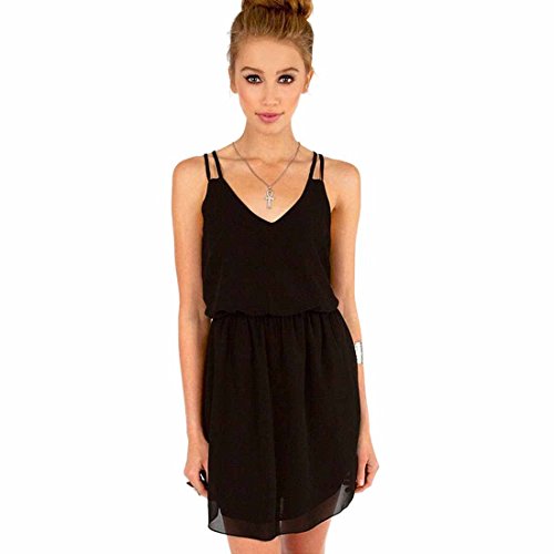Sleeveless Double Spaghetti Strap V-Neck Chiffon Casual Pinched Waist Dress