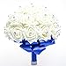 Sarahbridal Royal Blue Crystal Pearl Silk Rose Bridal Wedding Bouquet WF001