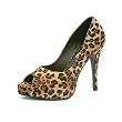 4.5 Inch Sexy High Heel Shoes Mini Platform Peep Toe Pumps Texture Animal Print Shoes