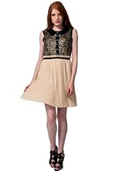 Pleated Sequined Chiffon/Polyester  Dress
