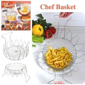 12-in-1 Foldable Stainless Steel Steam Fry Chef Basket Kitchen Tool
