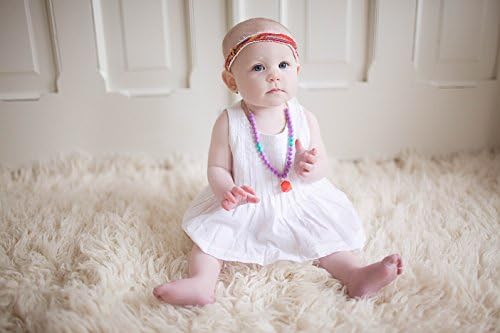 Toddler Silicone Teething Necklace, Girls Purple Pendant Necklace, Childrens Jewelry