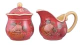SUGAR & CREAMER SET TUSCANY RED ORCHARD